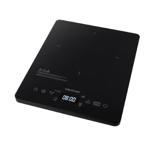 Cecotec Full Crystal Onyx Portable Induction Hob with sleek black and white design