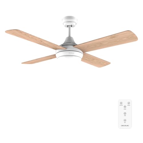 Cecotec Ceiling Fan featuring 4 reversible blades, LED light, and remote control
