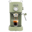 Cecotec Compact Power Espresso Machine in Retro Green with milk frother and stainless steel heated bowl