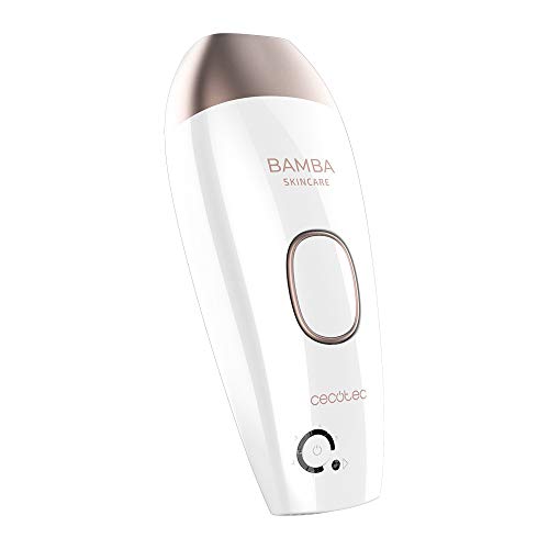 Cecotec IPL Bamba Skincare Epilator in white with protective goggles and storage bag