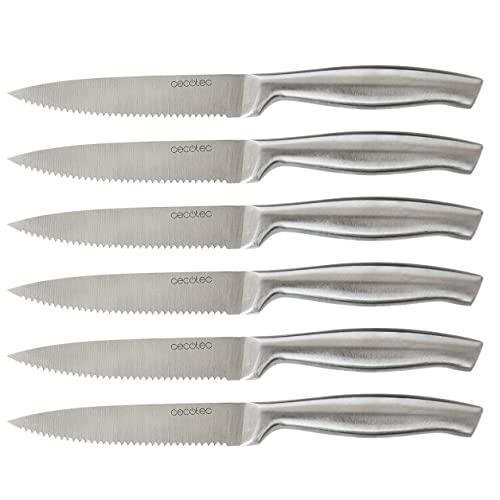 Cecotec Set of 6 Professional Meat Knives with Saw, featuring stainless steel blades and alloy steel handles