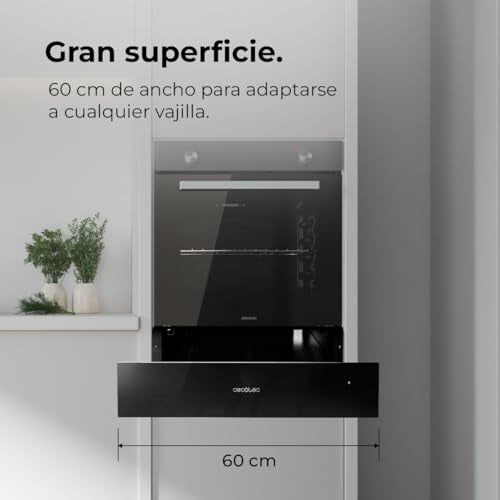 Cecotec Built-in Heat Drawer 60 cm - Adjustable Temperature & Black Glass