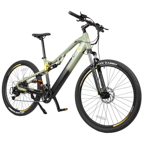 Cecotec Electric Mountain Bike in green with 27.5 inch wheels and dual suspension