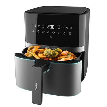 Cecotec 5.5 L Intelligent Oil-Free Fryer in sleek black and stainless steel design