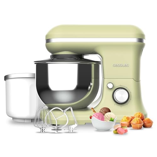 Cecotec Cecomixer Merengue Mixer in green with stainless steel bowl and accessories