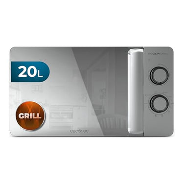 Cecotec Microwave with Grill Proclean 3160 featuring a mirror door and metallic design