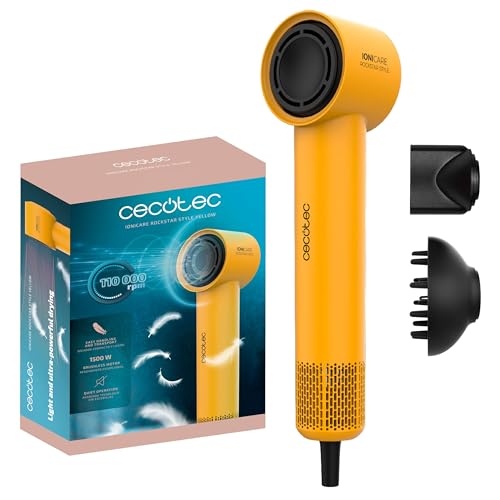 Cecotec Ionicare Rockstar Style Yellow Hair Dryer, compact and lightweight design
