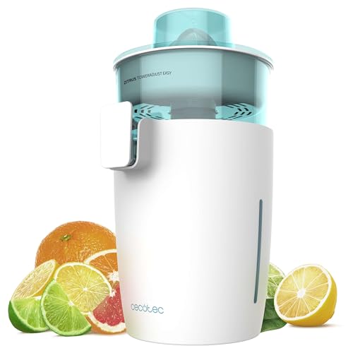 Cecotec Zitrus TowerAdjust Easy 800 Electric Citrus Juicer in white with adjustable pulp filter and removable cones