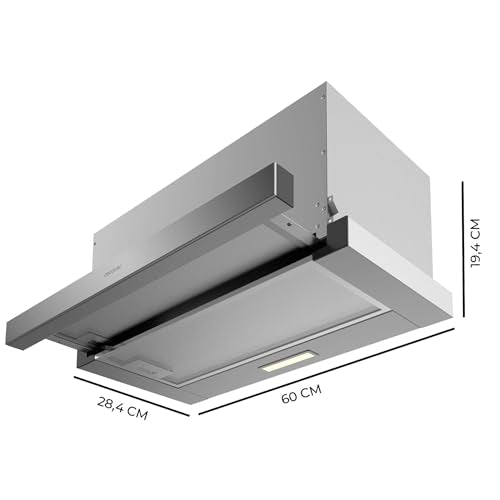 Cecotec Telescopic Cooker Hood 60 cm - Powerful Suction & Stainless Steel Finish