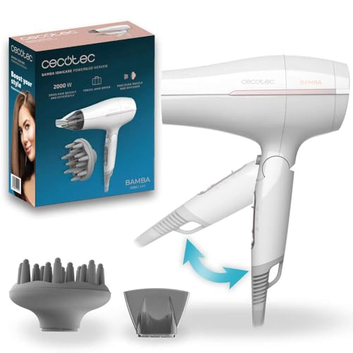 Cecotec Bamba IoniCare Power&Go Heaven Travel Hair Dryer in sleek design with concentrator and diffuser