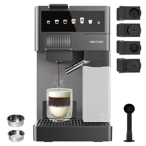 Cecotec Espresso Coffee Machine in Dark Stainless Steel with milk frother and touch control panel