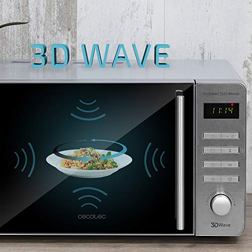 Cecotec Microwave Pro Clean 5120 Mirror - 20L, 700W Power, 3D Wave Technology