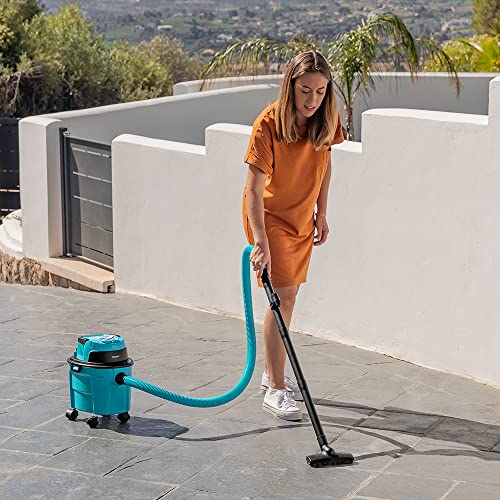 Cecotec Conga Rockstar Wet & Dry Vacuum Cleaner in blue, showcasing its compact design and accessories