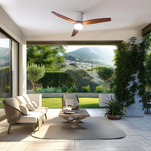 Cecotec Ceiling Fan With EnergySilence Aero 5600 Aqua WhiteDarkWood - 40W, 6 Speed, LED